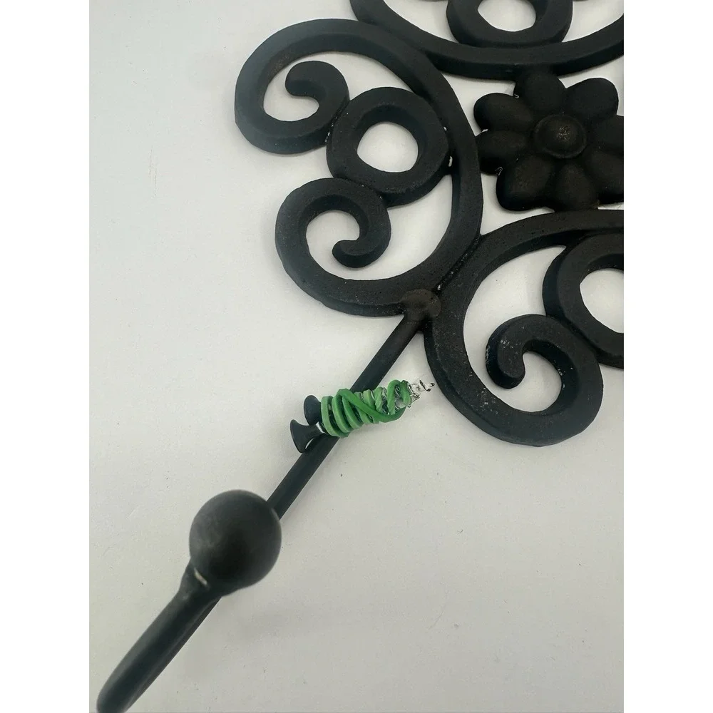 Indoor Outdoor Black Metal Scrollwork Wall Hanger Set of 2